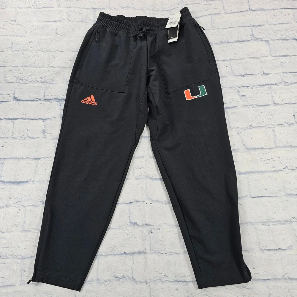 Miami Hurricanes Adidas Woven Pant MENS M Black NCAA Sideline Training HF6480